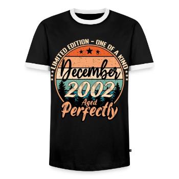 December 2002 Anniversary 2002 Legends December - Men's Ringer Shirt - black/white - Front - AI Model Female 172 light (172cm) & AI Model Male 178 light (178cm)