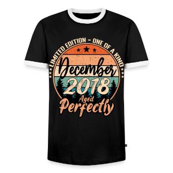 Décembre 2018 anniversaire 2018 légendes Décembre - T-shirt contrasté Homme - noir/blanc - Devant - AI Model Female 172 light (172cm) & AI Model Male 178 light (178cm)