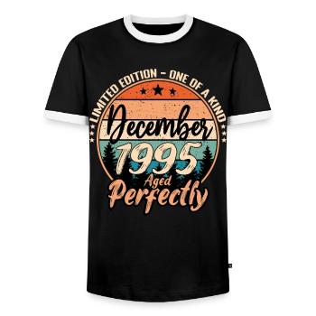 Décembre 1995 anniversaire 1995 légendes Décembre - T-shirt contrasté Homme - noir/blanc - Devant - AI Model Female 172 light (172cm) & AI Model Male 178 light (178cm)