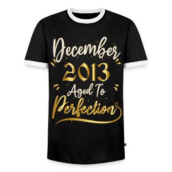 December 2013 December Anniversary December 2013 - Men's Ringer Shirt - black/white - Front - AI Model Female 172 light (172cm) & AI Model Male 178 light (178cm)