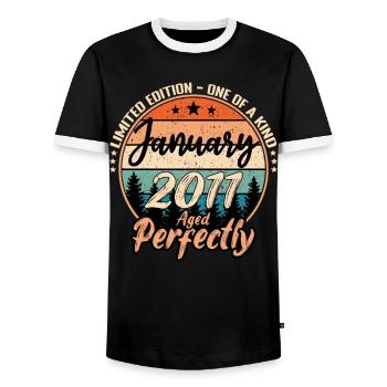 Janvier 2011 anniversaire 2011 légendes Janvier - T-shirt contrasté Homme - noir/blanc - Devant - AI Model Female 172 light (172cm) & AI Model Male 178 light (178cm)