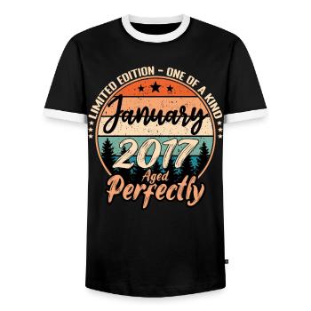 Janvier 2017 anniversaire 2017 légendes Janvier - T-shirt contrasté Homme - noir/blanc - Devant - AI Model Female 172 light (172cm) & AI Model Male 178 light (178cm)