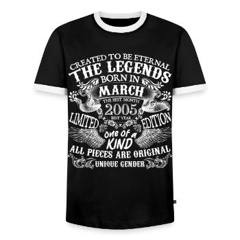 März 2005 Geburtstag 2005 März Bestes Jahr - Männer Kontrast-T-Shirt - Schwarz/Weiß - Vorne - AI Model Female 172 light (172cm) & AI Model Male 178 light (178cm)