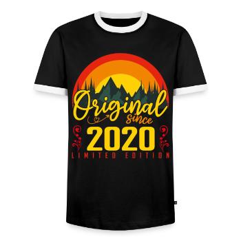 Birthday 2020 Birthday Born in 2020 Gift - Men's Ringer Shirt - black/white - Front - AI Model Female 172 light (172cm) & AI Model Male 178 light (178cm)