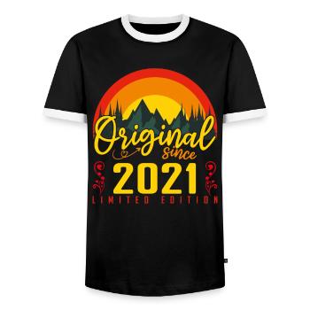 Birthday 2021 Birthday Born in 2021 Gift - Men's Ringer Shirt - black/white - Front - AI Model Female 172 light (172cm) & AI Model Male 178 light (178cm)