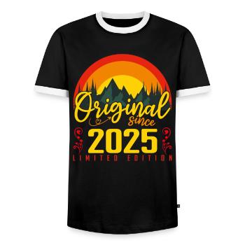 Birthday 2025 Birthday Born in 2025 Gift - Men's Ringer Shirt - black/white - Front - AI Model Female 172 light (172cm) & AI Model Male 178 light (178cm)