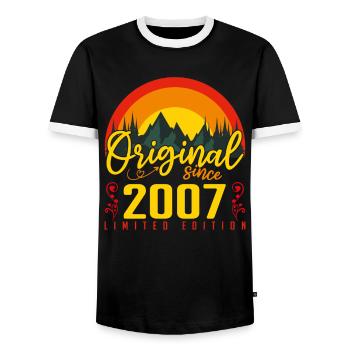 Birthday 2007 Birthday Born in 2007 Gift - Men's Ringer Shirt - black/white - Front - AI Model Female 172 light (172cm) & AI Model Male 178 light (178cm)