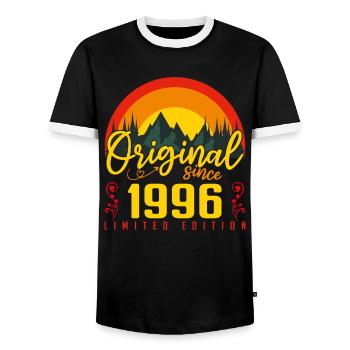 Geburtstag 1996 Geburtstag Jahrgang 1996 Geschenk - Männer Kontrast-T-Shirt - Schwarz/Weiß - Vorne - AI Model Female 172 light (172cm) & AI Model Male 178 light (178cm)