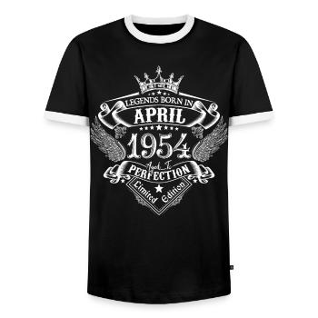 April 1954 Geburtstag April 1954 April Geschenk - Männer Kontrast-T-Shirt - Schwarz/Weiß - Vorne - AI Model Female 172 light (172cm) & AI Model Male 178 light (178cm)