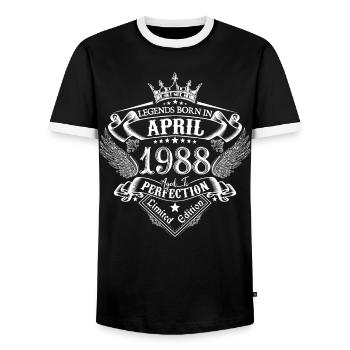 Avril 1988 anniversaire avril 1988 avril cadeau - T-shirt contrasté Homme - noir/blanc - Devant - AI Model Female 172 light (172cm) & AI Model Male 178 light (178cm)