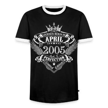 April 2005 Geburtstag April 2005 April Geschenk - Männer Kontrast-T-Shirt - Schwarz/Weiß - Vorne - AI Model Female 172 light (172cm) & AI Model Male 178 light (178cm)