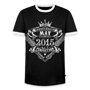 Mai 2015 anniversaire Mai 2015 Mai cadeau - T-shirt contrasté Homme - noir/blanc - Devant - AI Model Female 172 light (172cm) & AI Model Male 178 light (178cm)
