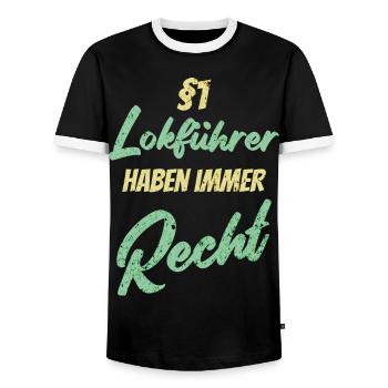 §1 Lokführer haben immer Recht - Männer Kontrast-T-Shirt - Schwarz/Weiß - Vorne - AI Model Female 172 light (172cm) & AI Model Male 178 light (178cm)
