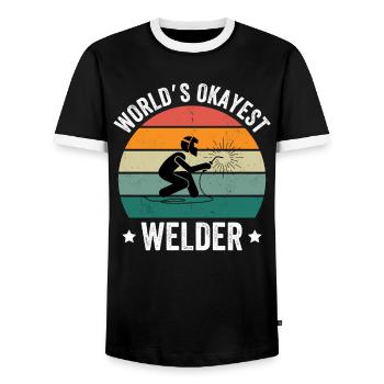 World's Okayest Welder - Männer Kontrast-T-Shirt - Schwarz/Weiß - Vorne - AI Model Female 172 light (172cm) & AI Model Male 178 light (178cm)