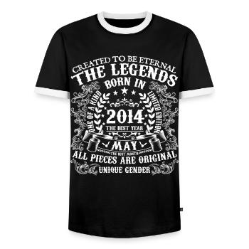 Mai 2014 Geburtstag 2014 Mai Bestes neues Jahr - Männer Kontrast-T-Shirt - Schwarz/Weiß - Vorne - AI Model Female 172 light (172cm) & AI Model Male 178 light (178cm)