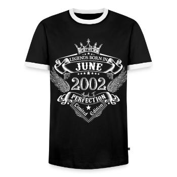 Juin 2002 anniversaire Juin 2002 Juin cadeau - T-shirt contrasté Homme - noir/blanc - Devant - AI Model Female 172 light (172cm) & AI Model Male 178 light (178cm)