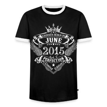 Juin 2015 anniversaire Juin 2015 Juin cadeau - T-shirt contrasté Homme - noir/blanc - Devant - AI Model Female 172 light (172cm) & AI Model Male 178 light (178cm)