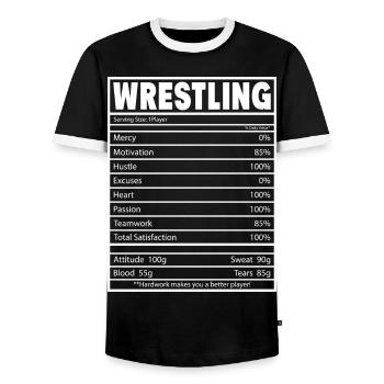 Wrestling - Men's Ringer Shirt - black/white - Front - AI Model Female 172 light (172cm) & AI Model Male 178 light (178cm)