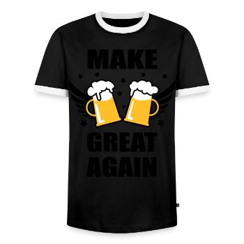MAKE BEER GREAT AGAIN Mass Bier lustig fun 3c - Männer Kontrast-T-Shirt - Schwarz/Weiß - Vorne - AI Model Female 172 light (172cm) & AI Model Male 178 light (178cm)