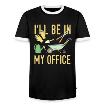 Garden I will be in my office - Men's Ringer Shirt - black/white - Front - AI Model Female 172 light (172cm) & AI Model Male 178 light (178cm)