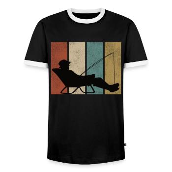 Pêche pêche - T-shirt contrasté Homme - noir/blanc - Devant - AI Model Female 172 light (172cm) & AI Model Male 178 light (178cm)