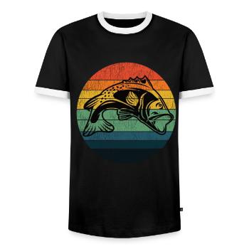 pêche poisson prédateur poisson week-end - T-shirt contrasté Homme - noir/blanc - Devant - AI Model Female 172 light (172cm) & AI Model Male 178 light (178cm)