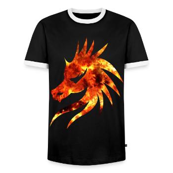 Dragon's Head - Men's Ringer Shirt - black/white - Front - AI Model Female 172 light (172cm) & AI Model Male 178 light (178cm)