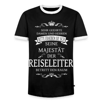 Seine Majestät der Reiseleiter T-Shirt - Männer Kontrast-T-Shirt - Schwarz/Weiß - Vorne - AI Model Female 172 light (172cm) & AI Model Male 178 light (178cm)
