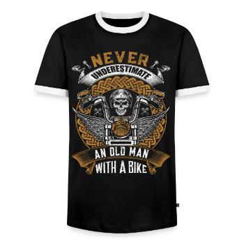 Motard Moto Vélo Rocker Chopper Motocycliste - T-shirt contrasté Homme - noir/blanc - Devant - AI Model Female 172 light (172cm) & AI Model Male 178 light (178cm)