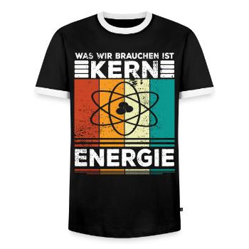 Atomenergie Kernkraft Kernenergie Atomkraftwerke - Männer Kontrast-T-Shirt - Schwarz/Weiß - Vorne - AI Model Female 172 light (172cm) & AI Model Male 178 light (178cm)