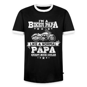 Biker Papa - Like A Normal Papa with Motorcycle - Männer Kontrast-T-Shirt - Schwarz/Weiß - Vorne - AI Model Female 172 light (172cm) & AI Model Male 178 light (178cm)