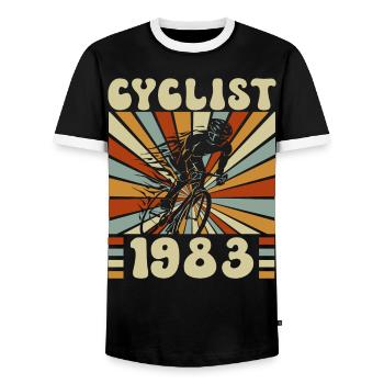 Cycling party born in 1983 40 years anniversary - Men's Ringer Shirt - black/white - Front - AI Model Female 172 light (172cm) & AI Model Male 178 light (178cm)