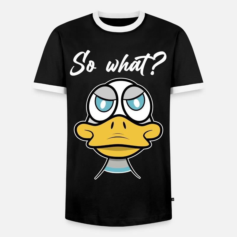 So what? mit Enten-Comic - Männer Kontrast-T-Shirt - Schwarz/Weiß