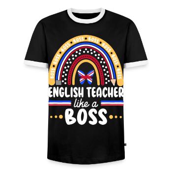 Humour Prof d'Anglais Comme Boss Enseignant - T-shirt contrasté Homme - noir/blanc - Devant - AI Model Female 172 light (172cm) & AI Model Male 178 light (178cm)