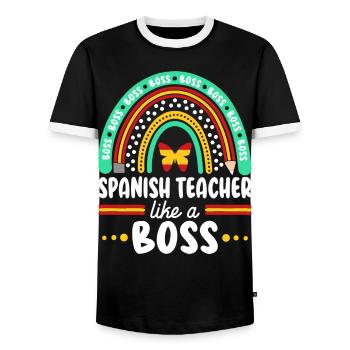 Humor Spanish teacher as boss teacher - Men's Ringer Shirt - black/white - Front - AI Model Female 172 light (172cm) & AI Model Male 178 light (178cm)