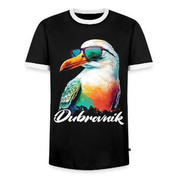 Dubrovnik Croatia Holiday Cool Seagull Sunglasses - Men's Ringer Shirt - black/white - Front - AI Model Female 172 light (172cm) & AI Model Male 178 light (178cm)