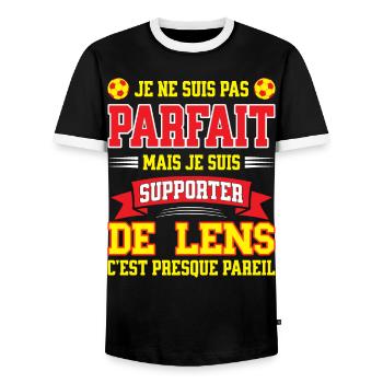 Supporter Football Lens Foot Fier Lensois - T-shirt contrasté Homme - noir/blanc - Devant - AI Model Female 172 light (172cm) & AI Model Male 178 light (178cm)