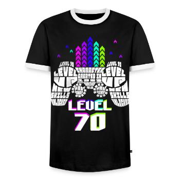 Geek Level 70 Anniversary Gamer 70 Years - Men's Ringer Shirt - black/white - Front - AI Model Female 172 light (172cm) & AI Model Male 178 light (178cm)