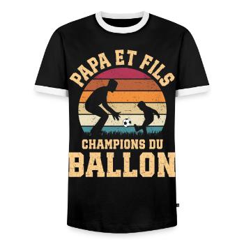 Foot Papa Et Fils Champions Du Ballon - T-shirt contrasté Homme - noir/blanc - Devant - AI Model Female 172 light (172cm) & AI Model Male 178 light (178cm)