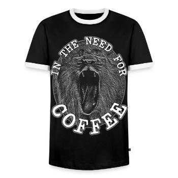 in the need for coffe white - Men's Ringer Shirt - black/white - Front - AI Model Female 172 light (172cm) & AI Model Male 178 light (178cm)