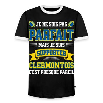 Clermontois Clermont-Ferrand Rugby Humour - T-shirt contrasté Homme - noir/blanc - Devant - AI Model Female 172 light (172cm) & AI Model Male 178 light (178cm)