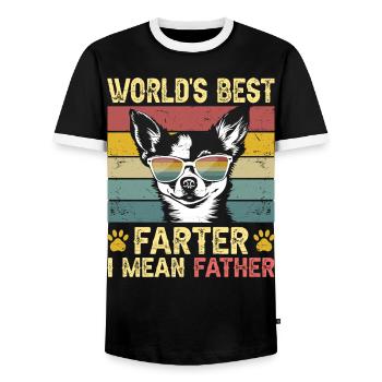Vintage Dog Humorous Daddy Dog Chihuahua - Men's Ringer Shirt - black/white - Front - AI Model Female 172 light (172cm) & AI Model Male 178 light (178cm)