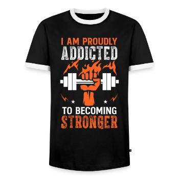 Musculation Bodybuilder Dumbbell Gym Fitness - T-shirt contrasté Homme - noir/blanc - Devant - AI Model Female 172 light (172cm) & AI Model Male 178 light (178cm)