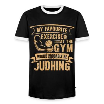 Musculation Bodybuilder Pompes Gym Fitness Training - T-shirt contrasté Homme - noir/blanc - Devant - AI Model Female 172 light (172cm) & AI Model Male 178 light (178cm)