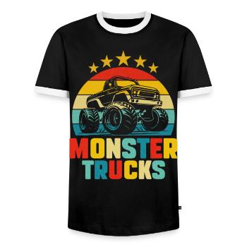 Auto Monster Truck Geburtstagskind Mann - Männer Kontrast-T-Shirt - Schwarz/Weiß - Vorne - AI Model Female 172 light (172cm) & AI Model Male 178 light (178cm)