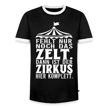 Lustiger Bürohumor Zirkus Arbeit Sprüche Büro - Männer Kontrast-T-Shirt - Schwarz/Weiß - Vorne - AI Model Female 172 light (172cm) & AI Model Male 178 light (178cm)