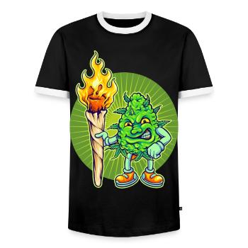 Cannabis Marijuana Weed Fumer - T-shirt contrasté Homme - noir/blanc - Devant - AI Model Female 172 light (172cm) & AI Model Male 178 light (178cm)