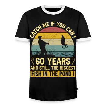 60 Ans Pêcheurs Fête 60 Ans Anniversaire Pêcheur - T-shirt contrasté Homme - noir/blanc - Devant - AI Model Female 172 light (172cm) & AI Model Male 178 light (178cm)
