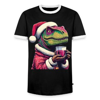 Raptor drinks mulled wine - Men's Ringer Shirt - black/white - Front - AI Model Female 172 light (172cm) & AI Model Male 178 light (178cm)