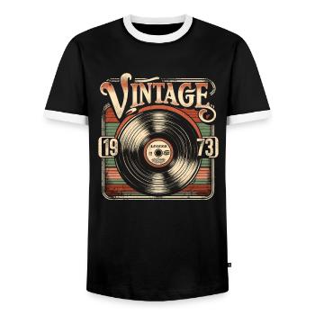 Rétro vinyle Vintage légende 1973 anniversaire - T-shirt contrasté Homme - noir/blanc - Devant - AI Model Female 172 light (172cm) & AI Model Male 178 light (178cm)